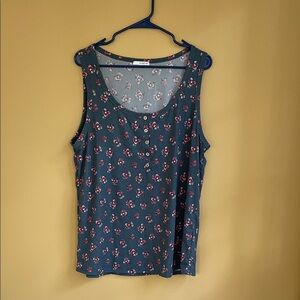 Floral Sleeveless Top - Green